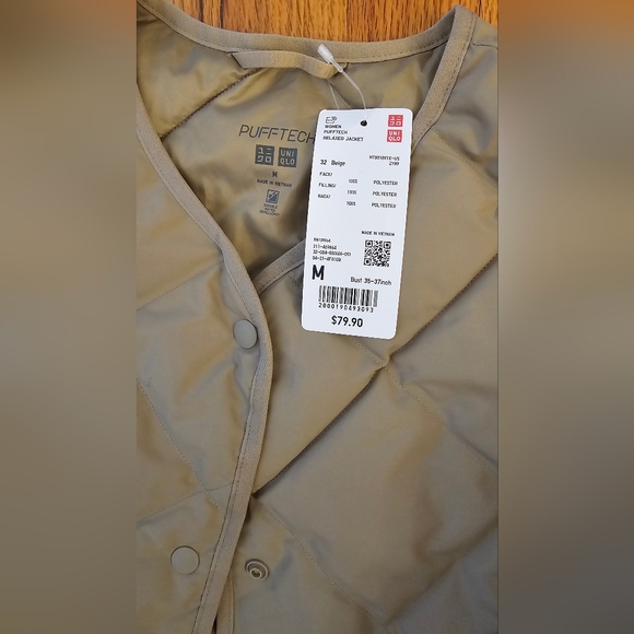 Uniqlo Pufftech Beige Relaxed Quilted Jacket (M) - Picture 3 of 6